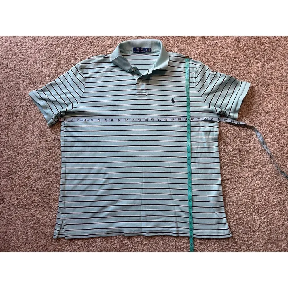 POLO Ralph Lauren collared shirt, size XL, Teal & Blue stripes; 100% Cotton